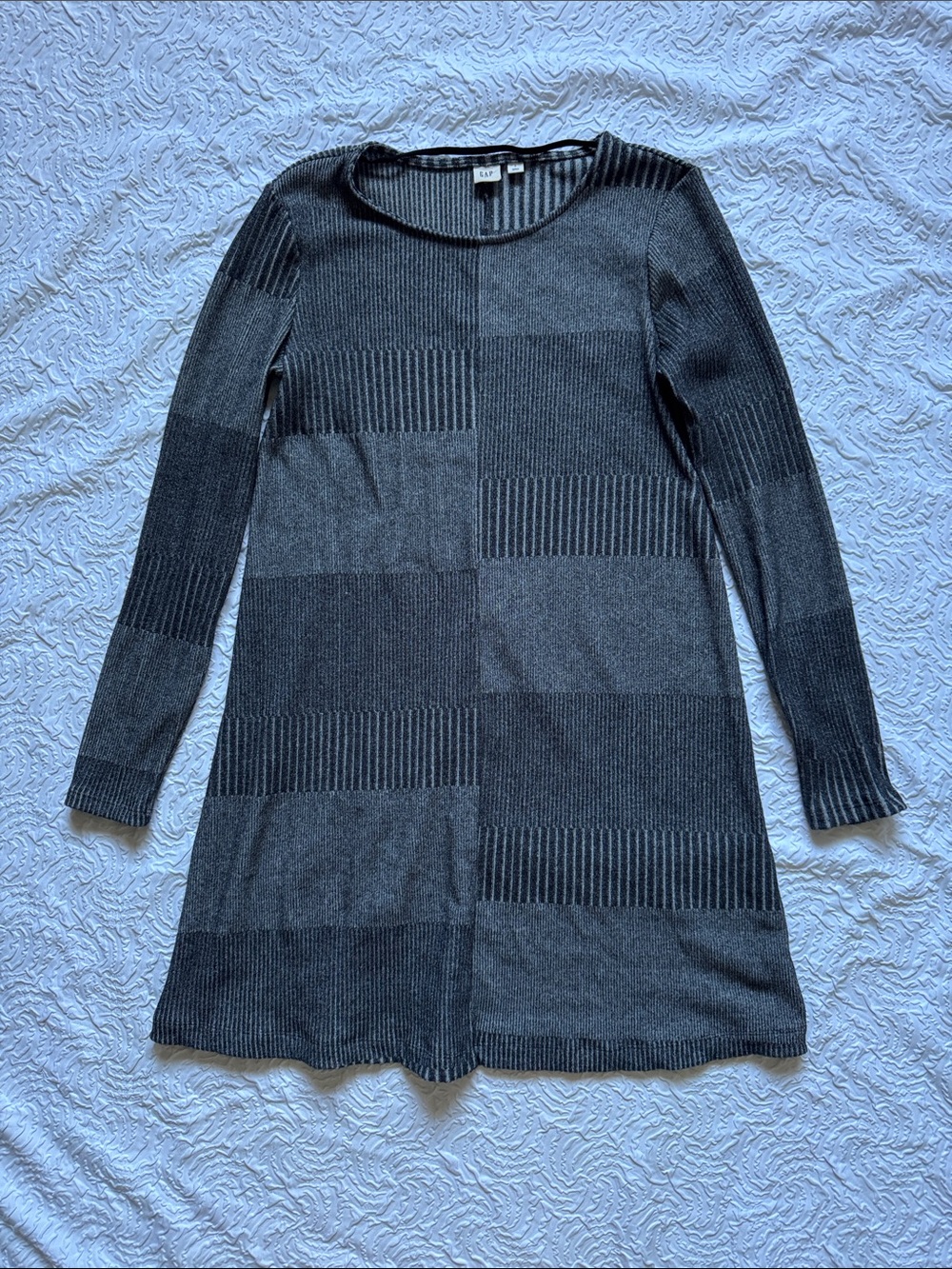 GAP Charcoal Patchwork Ribbed Crewneck Sweater